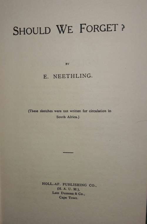 Should We Forget - E Neetling