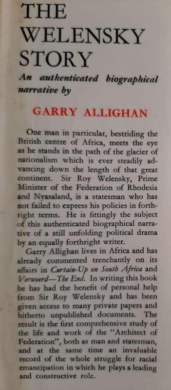 The Welensky Story by Garry Allighan