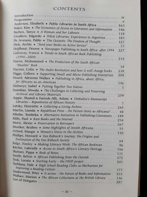 Bibliophilia Africana 8, 11 - 14 May 2005 Edited by Cora Ovens
