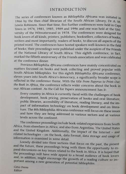 Bibliophilia Africana 8, 11 - 14 May 2005 Edited by Cora Ovens
