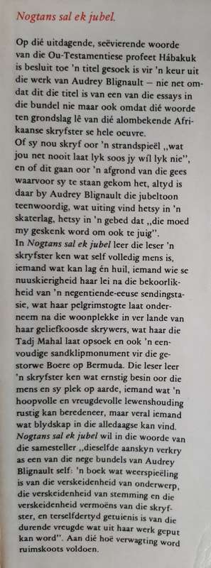 Nogtans sal ek jubel/Audrey Blignault: 30 essays & vertellinge saamgestel deur Elize Botha