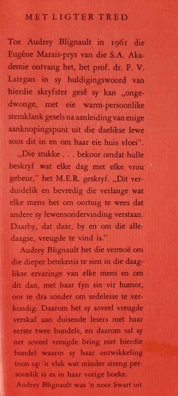 Met Ligter Tred by Audrey Blignault
