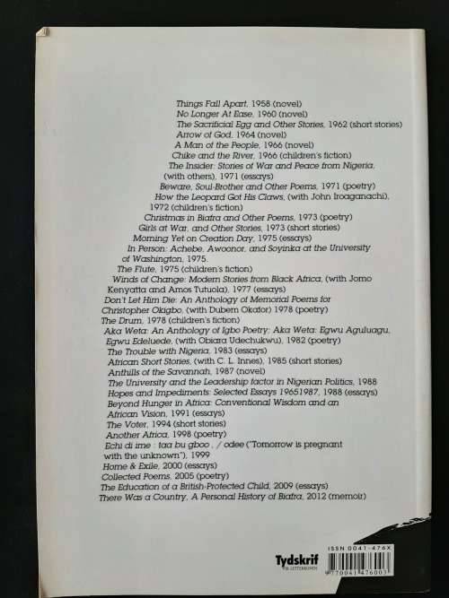 Tydskrif vir Letterkunde by Chinua Achebe(1930-2013)