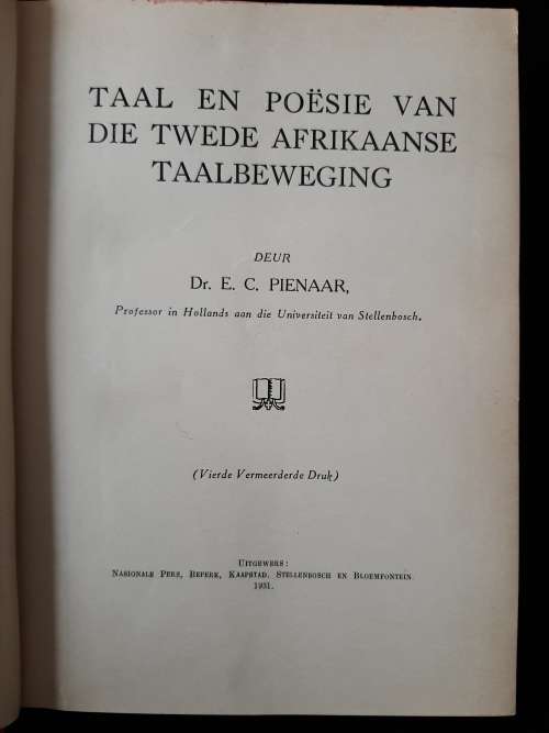 Taal & Poësie van die Twede Afrikaanse Taalbeweging by Dr. E.C. Pienaar
