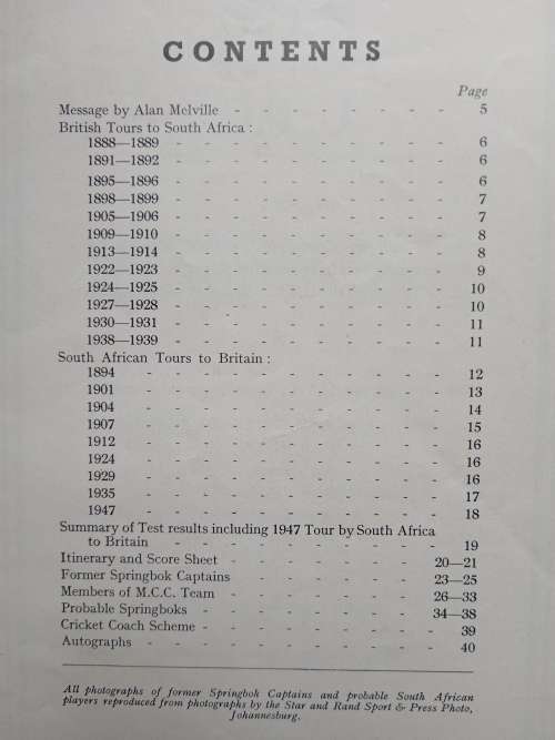 A Souvenir of the M.C.C. Tour, 1948-9 To South Africa & Rhodesia