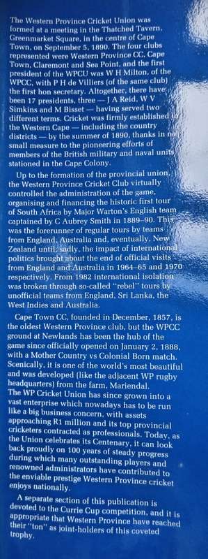 W.P. Cricket: 100 ~ Not Out by A.C. Parker