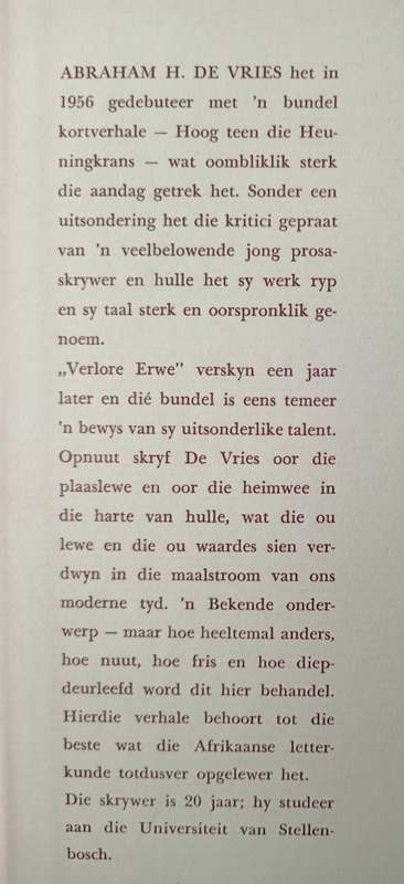 Verlore Erwe by Abraham H. De Vries