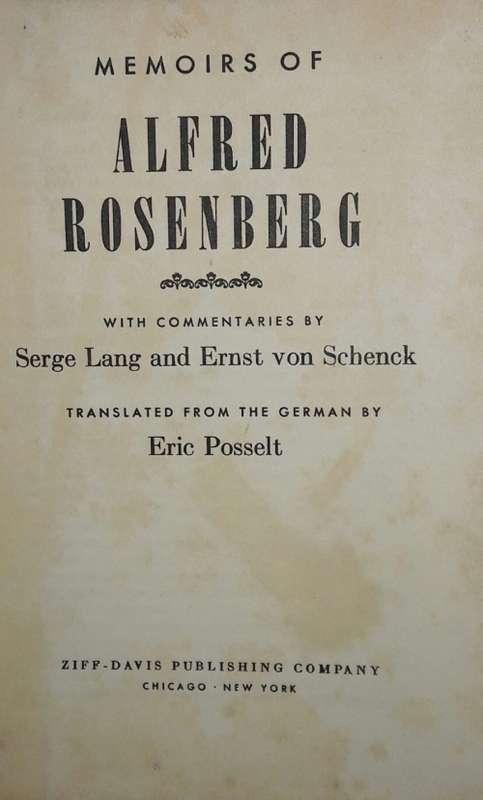 Memoirs of Alfred Rosenberg