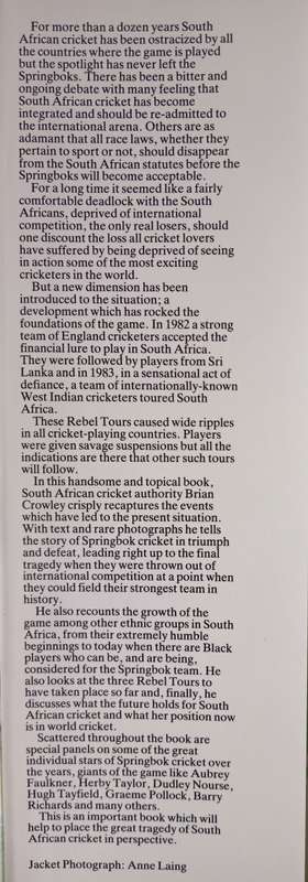Cricket`s Exiles: The Saga of South African Cricket by Brian Cowley
