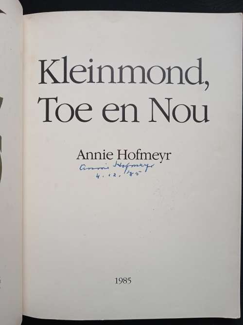 Kleinmond, Toe en Nou by Annie Hofmeyr