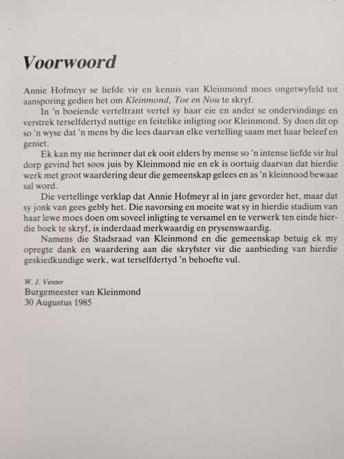 Kleinmond, Toe en Nou by Annie Hofmeyr
