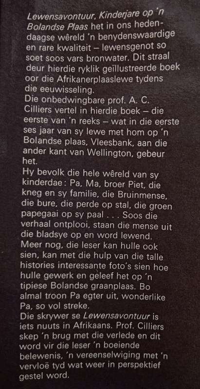 Prof A.C. Cilliers Lewensavontuur - Kinderjare op n Bolandse plaas (Book 1)