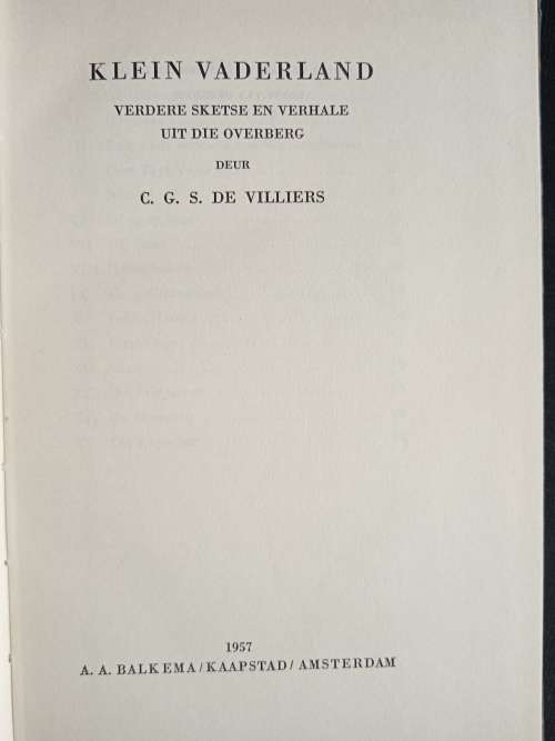 Klein Vaderland by C.G.S. de Villiers