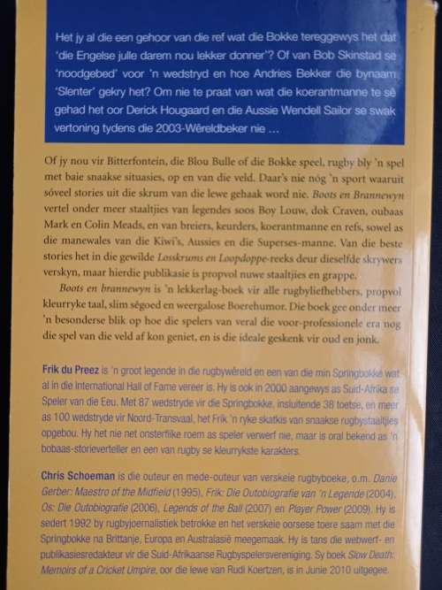 Boots en Brannewyn : Snaakse stories uit die Rugbywêreld by Frik du Preez & Chris Schoeman