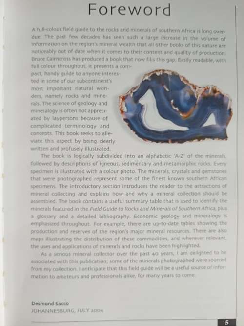 Field Guide to Rocks & Minerals of South Africa by Bruce Cairncross