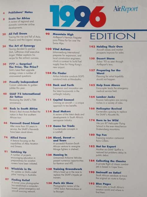Air Report 1996 - South Africa`s Aerospace Yearbook