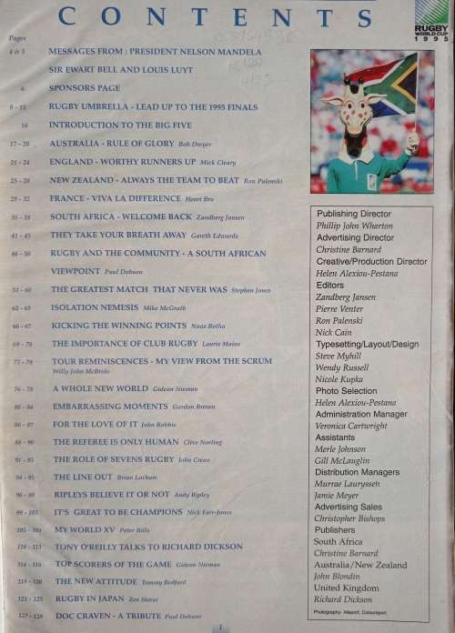 Rugby World Cup 1995 - Official Souvenir Programme