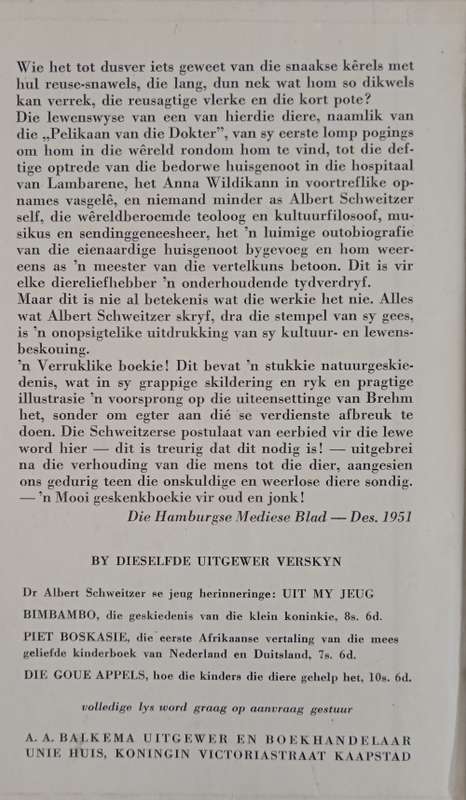 Albert Schweitzer: n Pelikaan Vertel by Hymne & Detlev Weiss