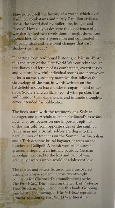 A War in Words: The First World War by Svetlana Palmer & Sarah Wallis