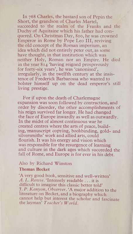 Charlemagne: from Hammer to the Cross by Richard Winston
