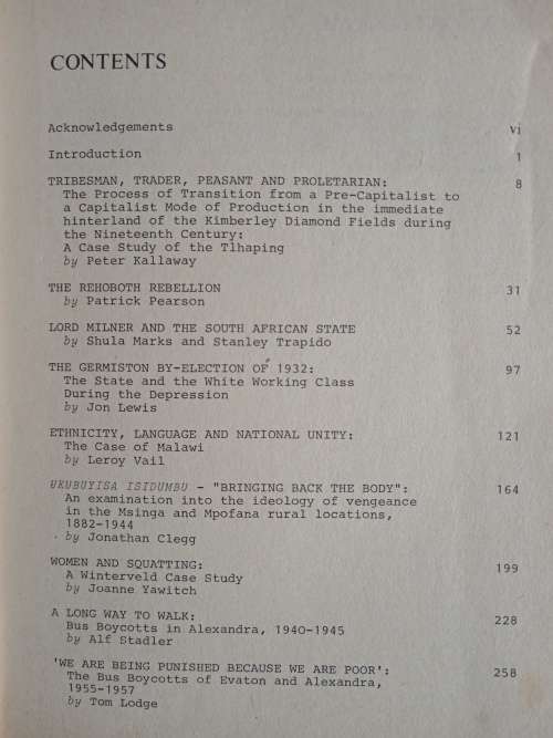 Working Papers in Southern African Studies Vol.2 - Edited by P. Bonner