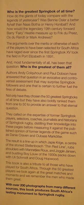 The Chosen: The 50 greatest Springboks of all time by Andy Colquhoun & Paul Dobson