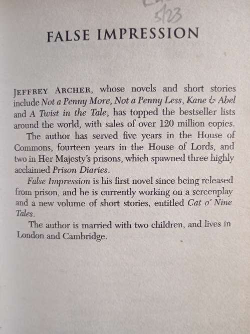 False Impression by Jeffrey Archer