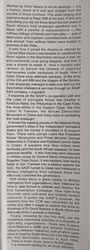 Warfare by Other Means: South Africa in the 1980s & 1990s by Peter Stiff
