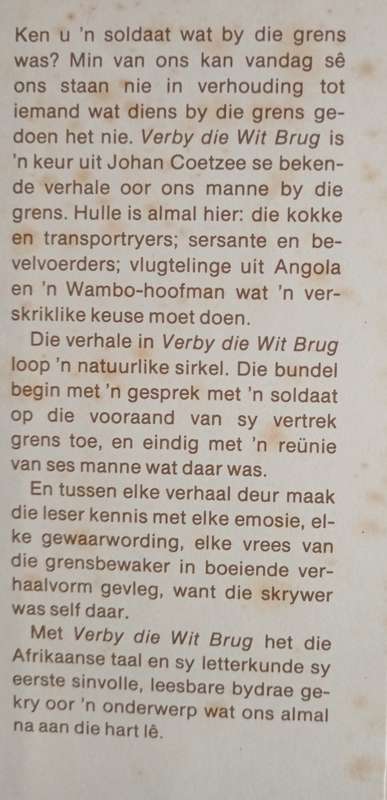 Verby Die Wit Brug by Johan Coetzee