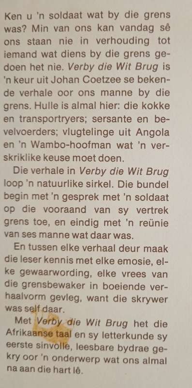 Verby Die Wit Brug by Johan Coetzee