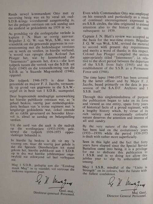 S.D.B. /S.S.B. : Die Spesiale Diensbataljon(1933-1973) by Comdt. W. Otto