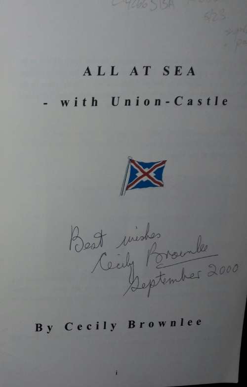 All At Sea - With Union Castle. Roger Williams. SIGNED.