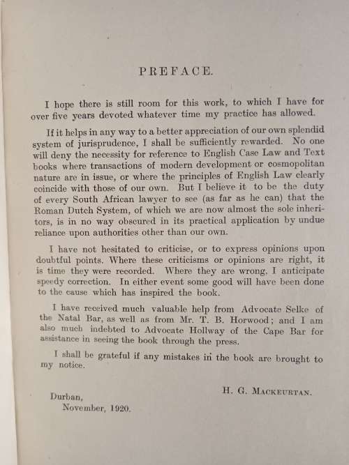 The Sale of Goods in South Africa by Harold Graham Mackeurtan, LL.B. (CAN`T.)