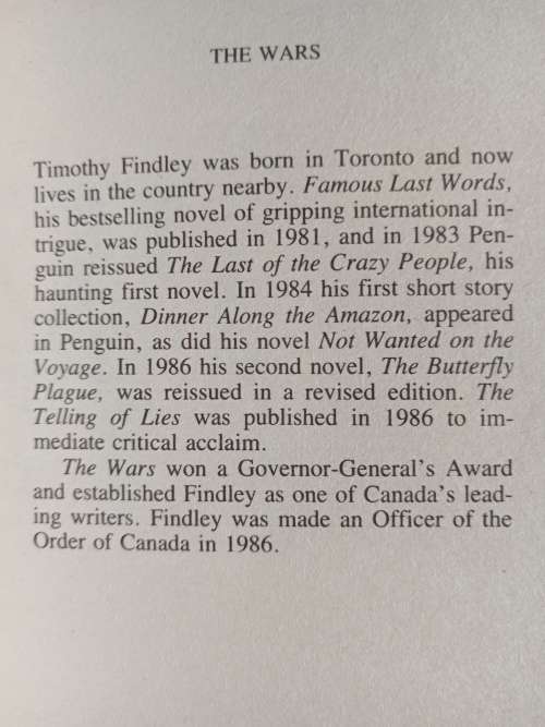 The Wars by Timothy Findley