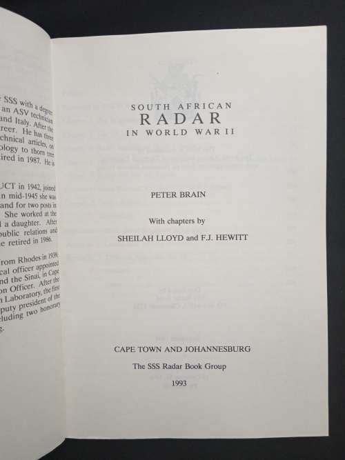 South African Radar in World War II by Peter Brain