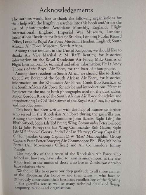 War in the Air: Rhodesian Air Force 1935-1980 by Dudley Cowderoy & Roy C Nesbit