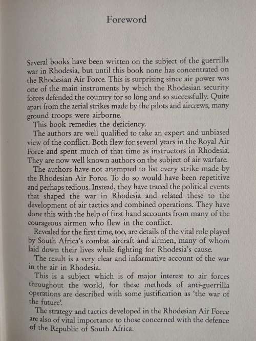 War in the Air: Rhodesian Air Force 1935-1980 by Dudley Cowderoy & Roy C Nesbit