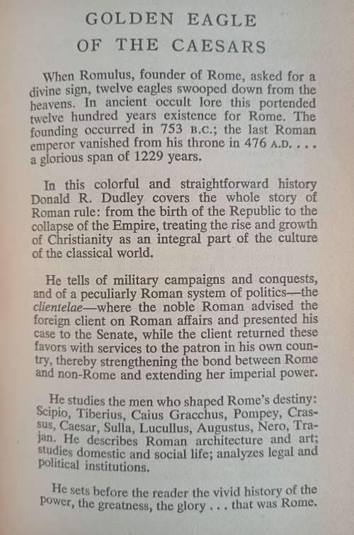 The Civilization of Rome by Donald R. Dudley
