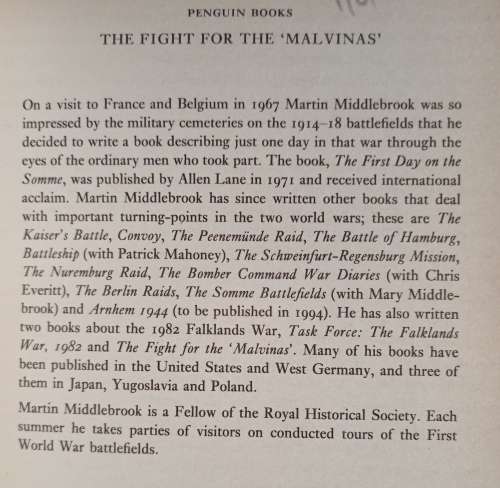 The Fight for The `Malvinas` by Martin Middlebrook