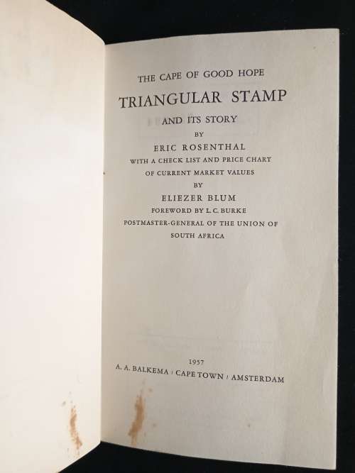 Cape Triangular Stamps by Eric Rosenthal & Eliezer Blum