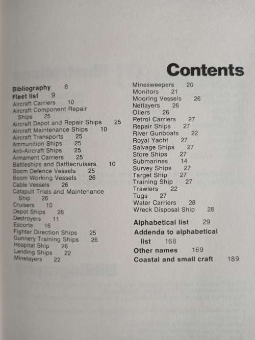 A Dictionary of Ships of the Royal Navy of the Second World War by John Young