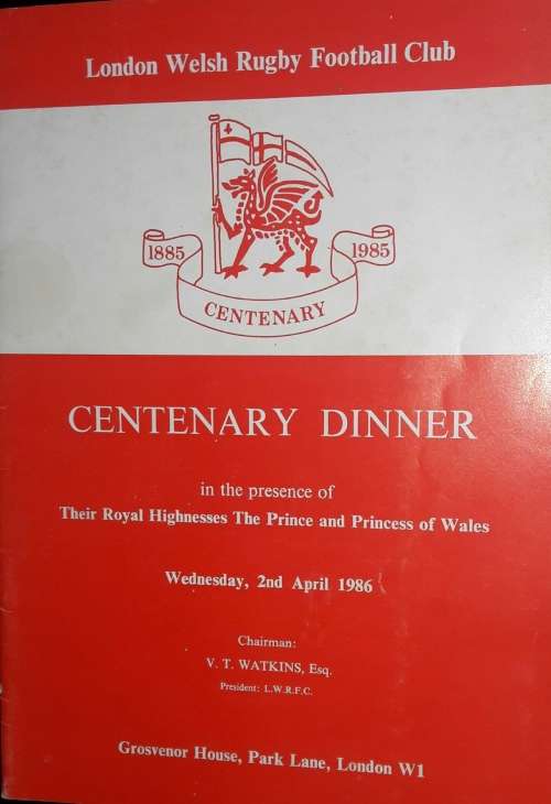London Welsh Football Club Centenary Dinner