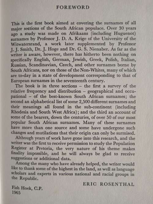 South African Surnames by Eric Rosenthal