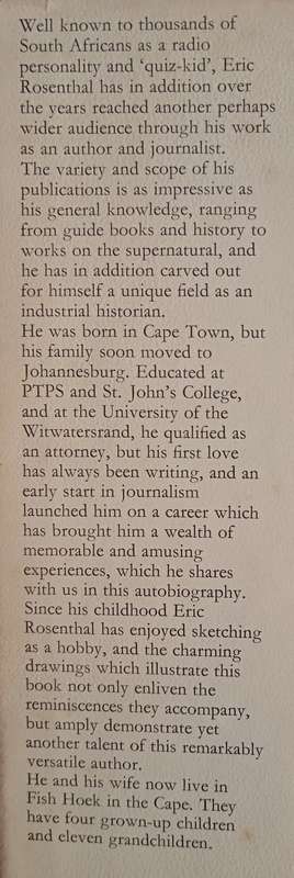 Memories & Sketches: The Autobiography of Eric Rosenthal by Eric Rosenthal