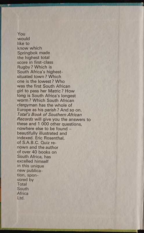 TOTAL`S book of Southern African Records - Edited by Eric Rosenthal