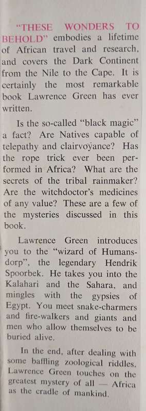 These Wonders to Behold by Lawrence G. Green