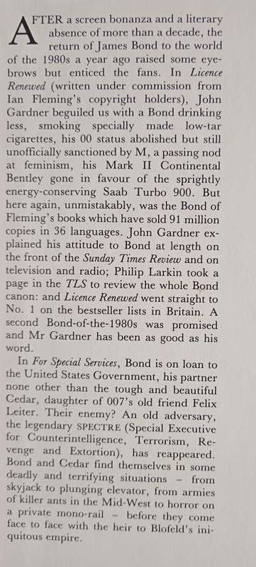 James Bond 007: For Special Services by John Gardner