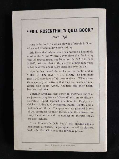 Eric Rosenthal`s Quiz Book by Eric Rosenthal