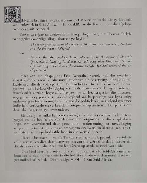 Geskiedenis van Drukwerk aan die Kaap by Eric Rosenthal