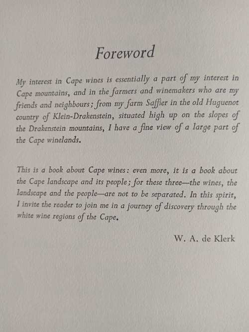 The White Wines of South Africa by W. A. de Klerk
